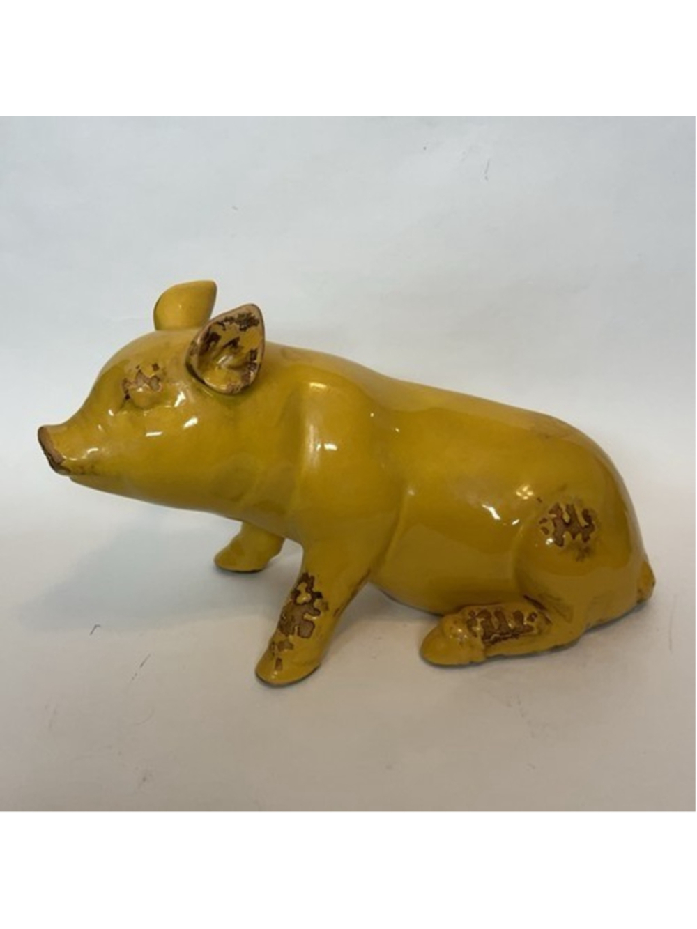 VTG Tii Collections P4019 Yellow/Brown Ceramic Sitting Pig Figurine 3 Ass 10"x6”